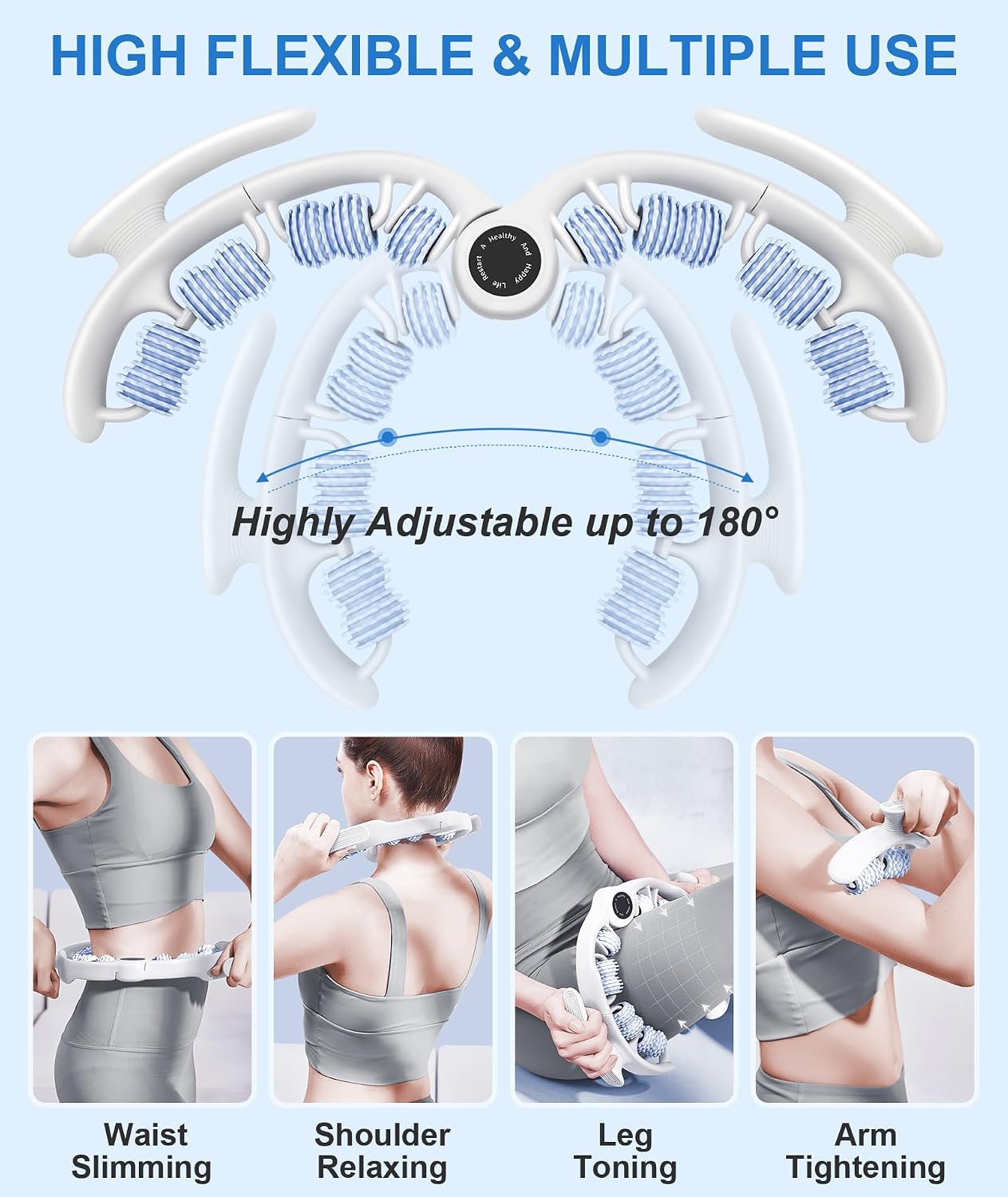KESHWELL Cellulite Massage Tool,Muscle Massage Roller,Deep Fascia Massager | Lymphatic Drainage Massager,Cellulite Remover for Legs,Manual Massage Stick with Detachable Handle for Neck,Back, Arm,Thigh