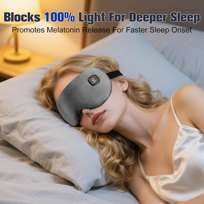 Heated Eye Mask, Rechargeable Detachable Washable Faux Silk Electric Cordless Dry Eyes Warmer Compress Graphene Sleep Mask Travel Gifts for Men Women, 3 Heat Levels & Auto-Off, Black