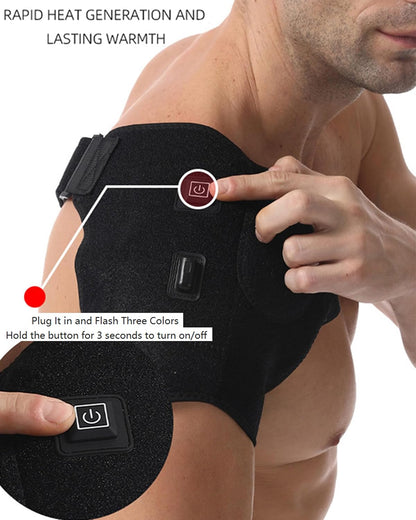 Shoulder Heating Pad - 3-Temperature USB Rechargeable, Adjustable Heat Wrap for Men & Women, Portable Cordless Shoulder Warmer (1 Pce Black-New)