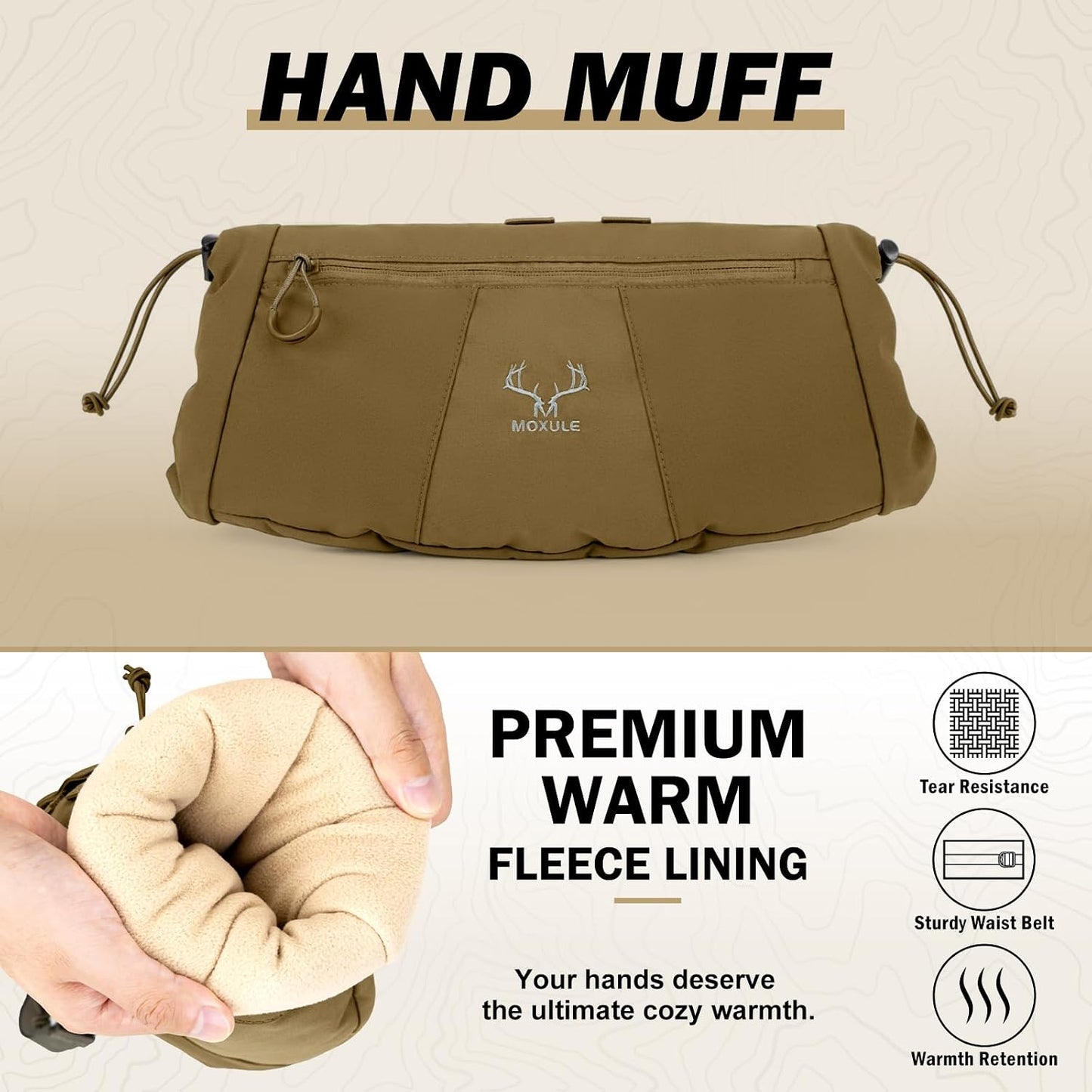 Hunting Hand Warmer Muff: Portable Fleece Waist Handwarmer Pouch Insulated Outdoor Gear Cold Weather for Camping, Hiking