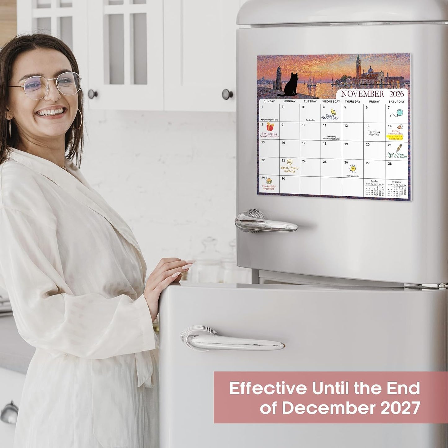 2026-2027 Magnetic Calendar for Refrigerator, Apr 2026-Dec 2027 | 21-Month Fridge Calendar 2026-2027 for Home Planning, Scheduling and Easy Organization, Greenery