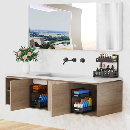Petiza Under Sink Organizer Adjustable Height 2 Tier Bathroom Organizer Pull Out Cabinet Organer kitchen organizers and storage fridge organizers and storage,White,XL-1 Pack