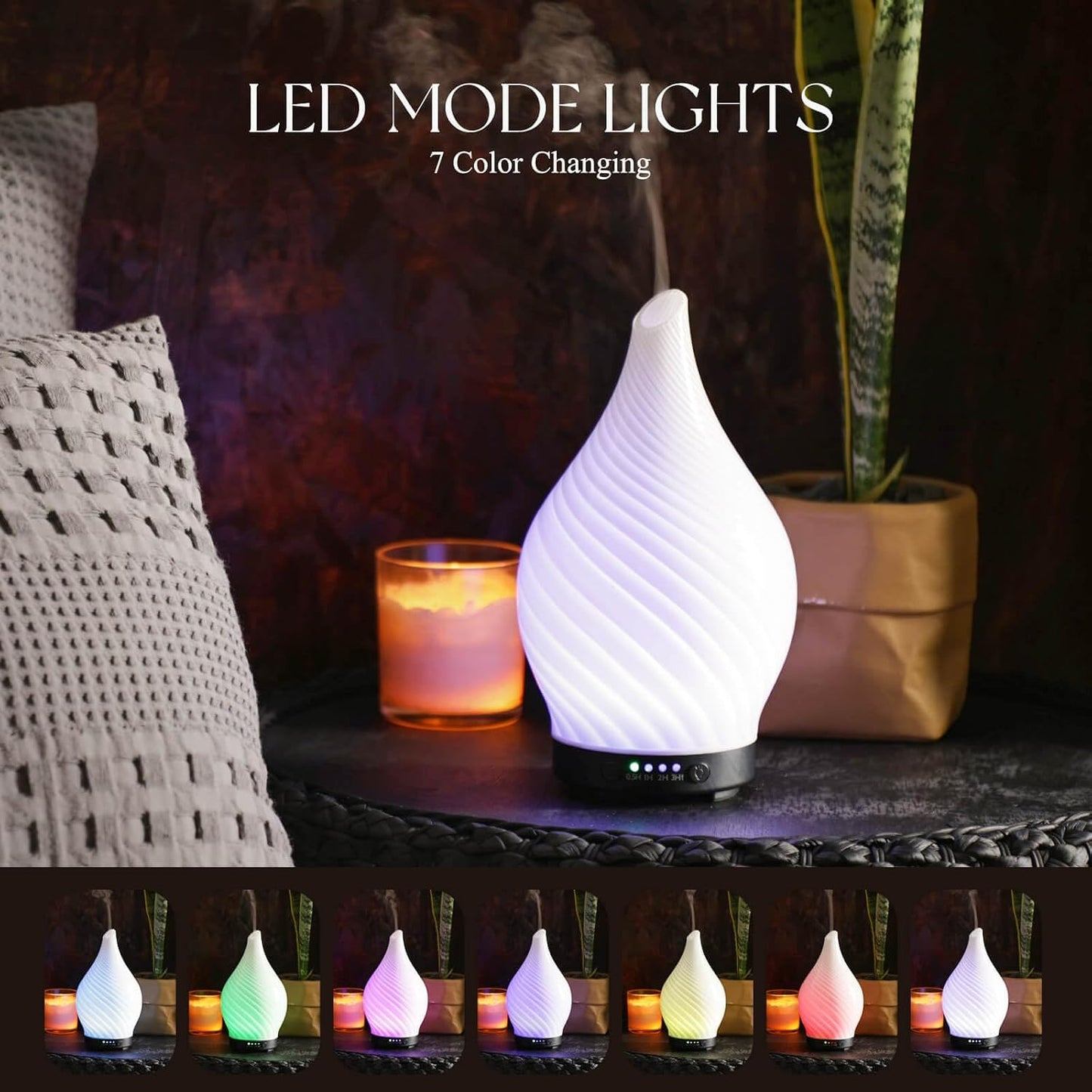 Porseme Oil Diffuser 3D Glass Aromatherapy Ultrasonic Humidifier, Air Refresh Auto Shut-Off, Timer Setting, BPA Free for Home Hotel Yoga Leisure SPA Gift 150ml Last 6H - Colors A