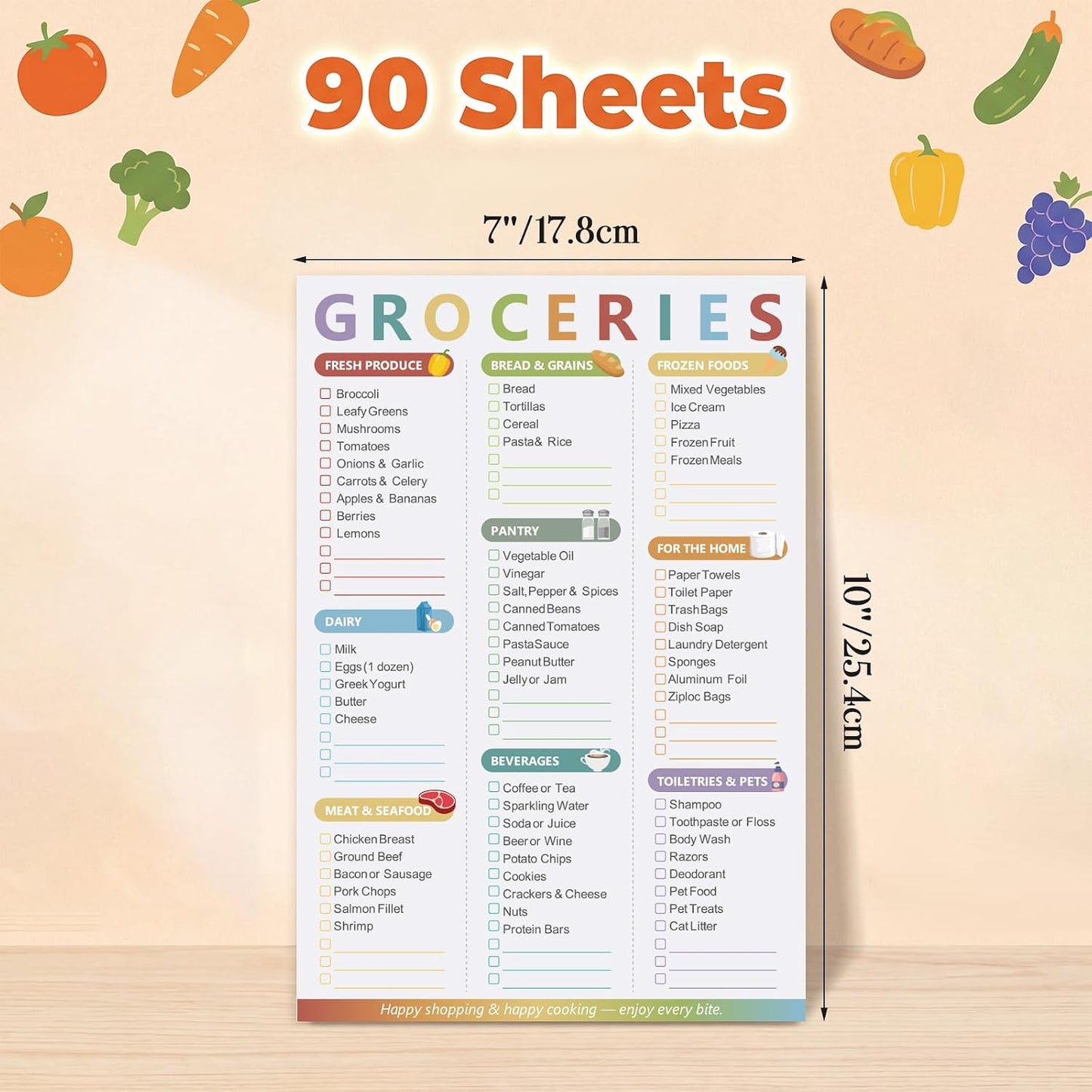 Thboxes 60 Sheets Magnetic Weekly Meal Planner for Fridge, Grocery List Pad | Tear-Off Shopping List, 7x10 In, Flower Design, Full Backing Grip, for Meal Prep, Kitchen, Families, Parents, Home Office