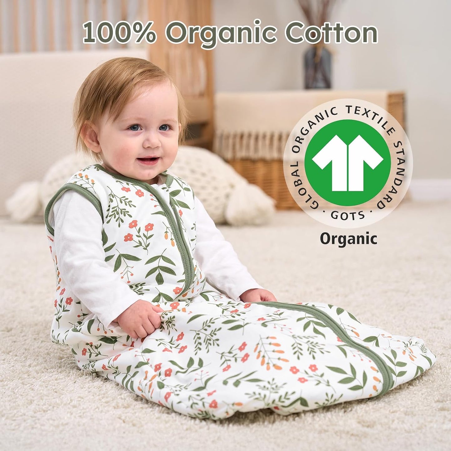 Yoofoss Baby Sleep Sack 0-6 Months Wearable Blanket for Babies 100% Organic Cotton 2-Way Zipper TOG 0.5 Toddler Sleeping Sack 3 Pack, Sleep Sacks