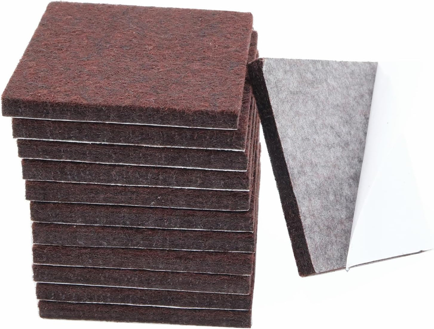 6Pcs Square Felt Furniture Pads, 4 inch x 4 inch Self Adhesive Cuttable Anti Scratch Floor Protectors for Furniture Legs Hardwood Floor, Brown, 100mm