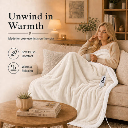 Electric Heated Blanket Full Size 72"x84" – Light Gray | ETL for Safe Overnight, 4 Heat Settings & 10H Auto Off, Dual-Sided Microplush Sherpa for Home Night, Machine washable