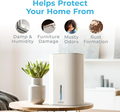 Pure Enrichment PureDry Mini Dehumidifier - 27oz Compact Water Tank Eliminates 300ml/day of Excess Moisture from Closets, Bathrooms, Boats, Kitchens, and Other Small Rooms and Living Spaces