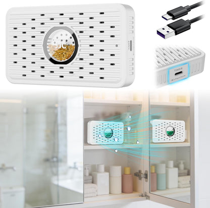Auto Power-off USB C Rechargeable Dehumidifier Desiccant for Gun Safe | Small Reusable Electric Moisture Absorber for Storage Closet Cabinet Windowsill Bookcase & More Small Area