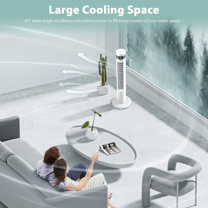 Antarctic Star Tower Fan 85°Oscillating Fan Quiet Cooling 12H Timer Remote Control Bladeless Electric 3 Speeds Wind 3 Modes, 42INCH, PINK