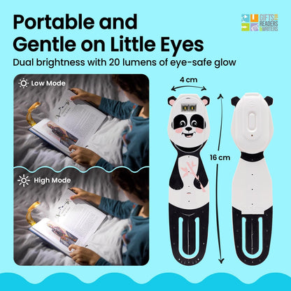 Gifts for Readers & Writers Rechargeable Book Light for Kids, Clip On Reading Light for Bed, 2in1 Flexilight Pals & Bookmark, 12 Hours of Light Once Charged, Includes USB Cable & 2 LED Lights, Dog