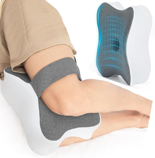 Long Knee Pillow for Side Sleepers Between Legs, Memory Foam Leg Pillow for Side Sleeping with Strap, Sciatica Pain Relief Pillow for Hip Pain, Spine Aligning, Back Pain, Pregnancy-Under