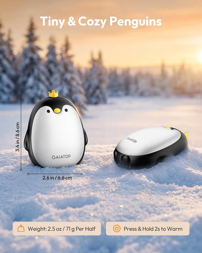 Gaiatop Magnetic Hand Warmers Rechargeable 2 Pack, Pocket Penguin | 3 Heat Levels, Reusable Portable Electric Heater for Travel Camping Hunting Golf, Stocking Stuffers Cute Gifts for Women Men