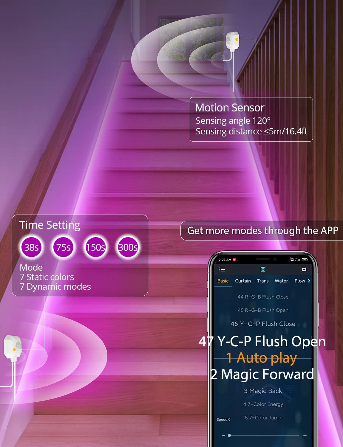 MATICOD Motion Sensor Light Indoor Under Bed Lights Under Cabinet Lights, Motion Activated Led Light Strip for Bedroom,Warm White LED Closet Light Motion Sensored Under Cabinet Lighting NO APP