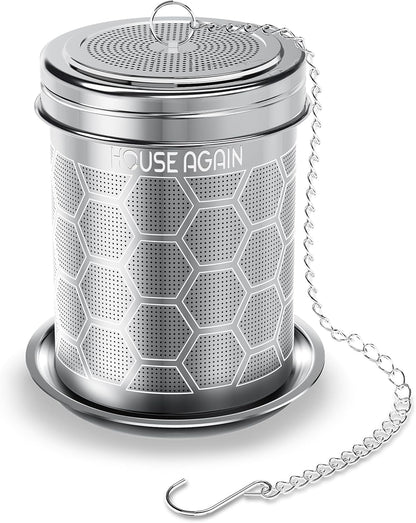 House Again 2 Pack Tea Infusers, Extra Fine Mesh Tea Strainers for Loose Tea, Updated Slim Threaded Lid & 304 Stainless Steel, Loose Leaf Tea Steeper for Brew Tea Spices & Seasonings