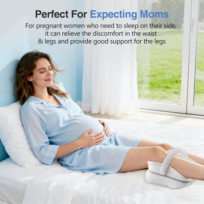 Knee Pillow for Side Sleepers, Memory Foam Leg Pillow for Side Sleeping with Strap, Alignment Pillows Between Legs for Sciatica, Back & Hip Pain Relief (Grey)
