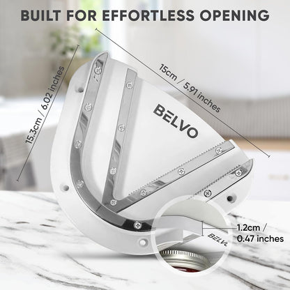Belvo Under Cabinet Jar Opener for Weak Hands & Seniors – Heavy Duty Lid Opener for Arthritis, Easy Grip Under Counter Jar Opener Tool for Bottles & Lids – White