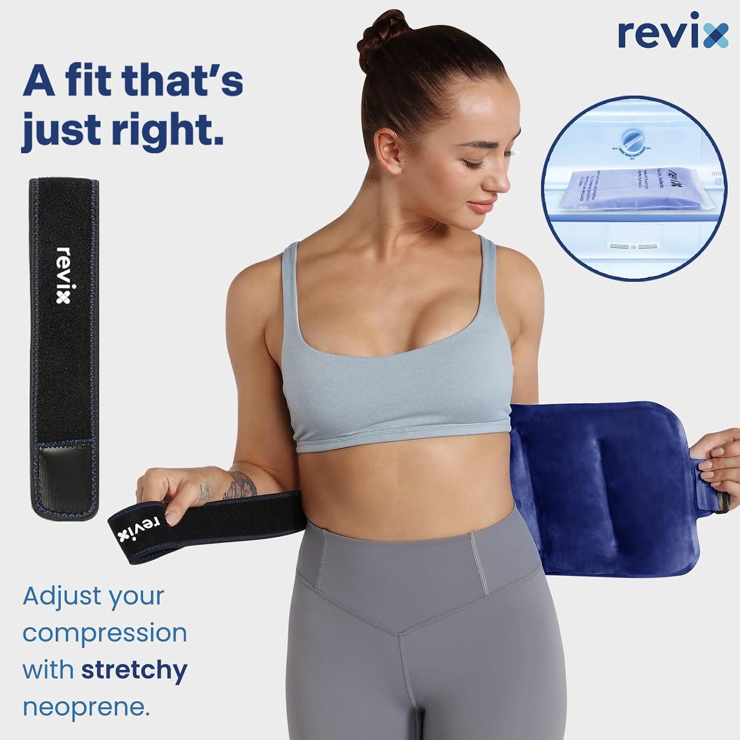 REVIX Ice Pack for Injuries Reusable Gel for Lower Back & Shoulder, Navy | 16x9in Full Coverage for Lower Back, Shoulder, Hip & Knee, Cold Compress Therapy, Hands-free Strap, Long-lasting Gel