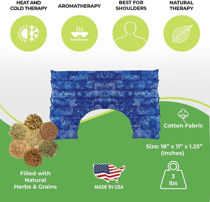 Nature Creation Microwave Heat Pad for Neck and Shoulder with an Extention that Cover The Neck - Microwave Heating Pad for Shoulders & Upper Back Cold Compress & Hot Pack - Happy Hearts 1 Pack