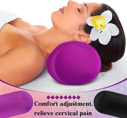 Geelin 2 Pcs Microbead Roll Pillow 11.8 x 6.3 Inch Soft Pillow Bolster Cylindrical Pillow Microbead Pillows for Sleeping Home Travel Neck Head Back Support Rest (Violet, Black)