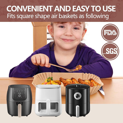 UBeesize 9 Inch Disposable Air Fryer Liners 200 Pack Square Parchment Liner