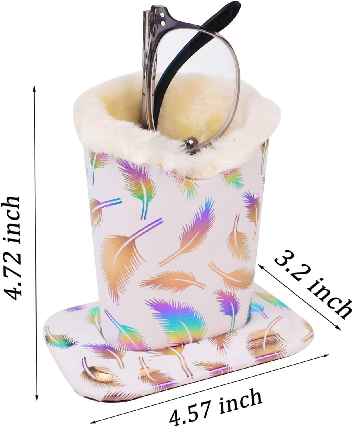 Pack of 2 Soft Plush Lined Eyeglasses Holder Stand Protective Glasses Holder Stand