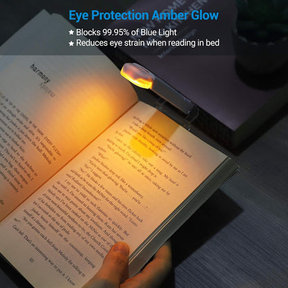 DEWENWILS Amber Book Reading Light, USB Rechargeable Book Light for Reading in Bed