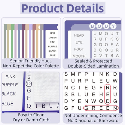 12 Pcs Word Search Cards for Dementia Game | Dementia Activities for Seniors | Alzheimer's Products for Dementia Patients | Games for Dementia Seniors| Reusable Large Print Word Search Books