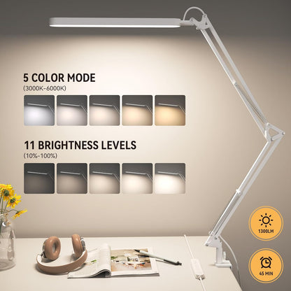 SKYLEO Desk Lamp for Home Office, Eye Comfortable LED Desk Light for Long Hours, Adjustable Swing Arm with Memory Function, Black