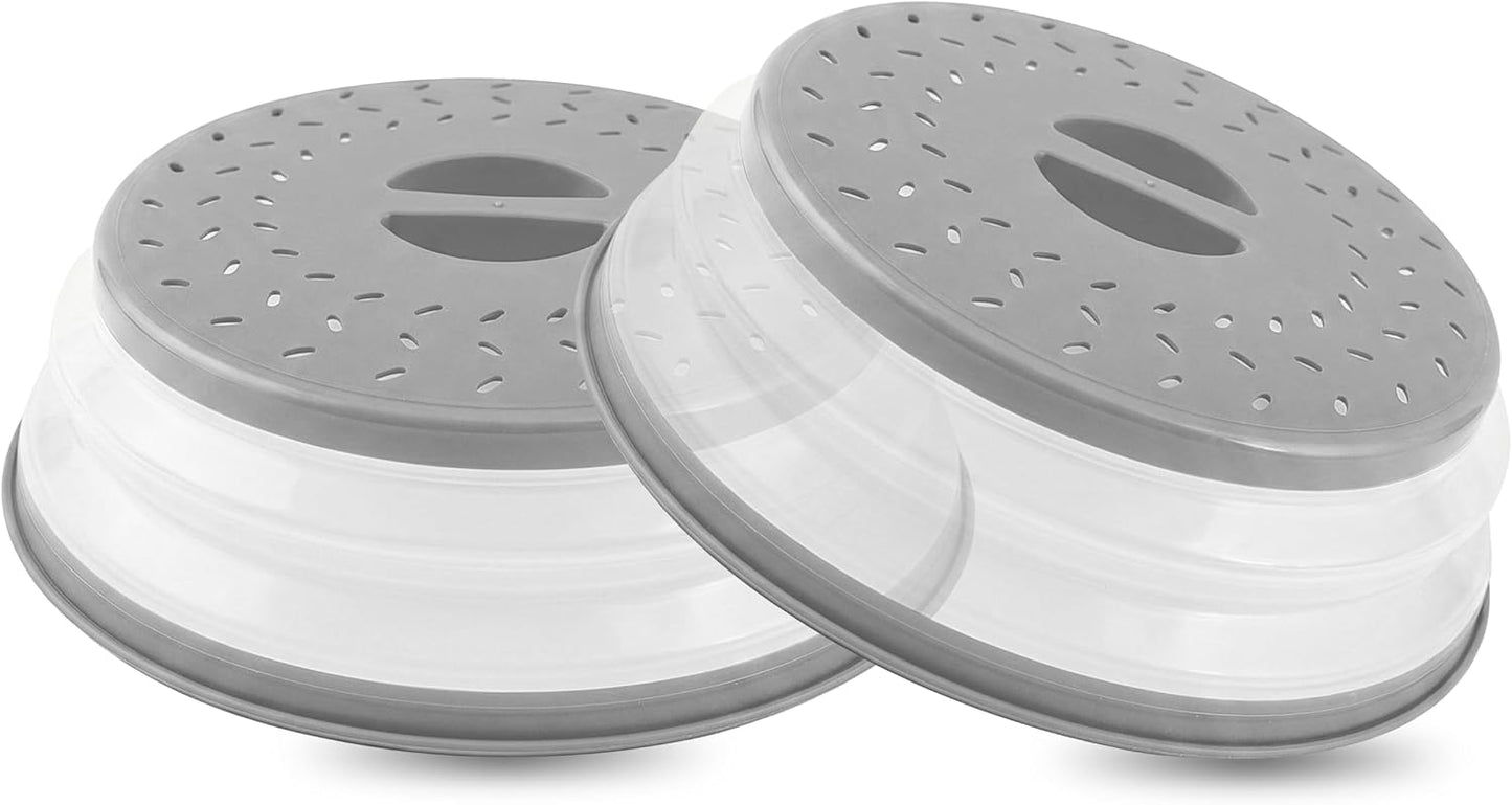 Silicone Microwave Splatter Cover Dishwasher Safe - Pack of 2 Microwave Cover for food- Space Sving design 10.5 Inch BPA Free