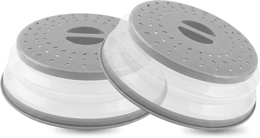 Silicone Microwave Splatter Cover Dishwasher Safe - Pack of 2 Microwave Cover for food- Space Sving design 10.5 Inch BPA Free