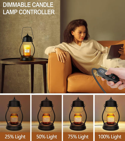 Candle Warmer Lamp with Timer, Vintage Lantern Design, Home Decor Birthday Gifts for Women, Black Lantern Wax Melt Warmer for New Home Bedroom Decor, 2 Bulbs, Christmas House Warming Gifts