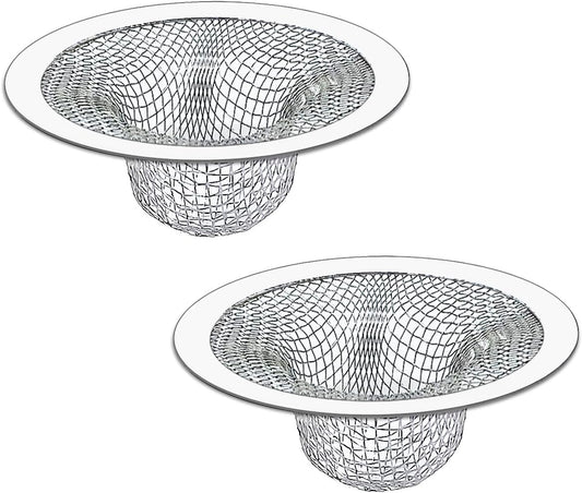 Seatery 2PCS Tub Drain Hair Catcher - 2.75 inch Shower Drain Mesh Strainer, Stainless Steel Shower Bathtub Drain Cover, Bathroom Sink Strainer Filter Basket for Bathroom Sink, Wash Basin Floor Drain