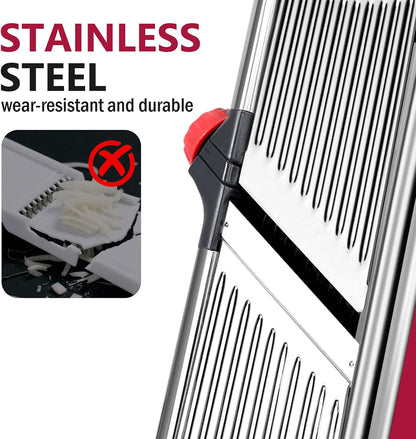 Masthome Mandoline Slicer for Kitchen,Adjustable Mandoline Food Slicer | Sharp Stainless Steel Blade,Chopper Vegetable Cutter for Potato,Onion,Fruit,INCLUDING Food Holder,Gloves,Cleaning Brush