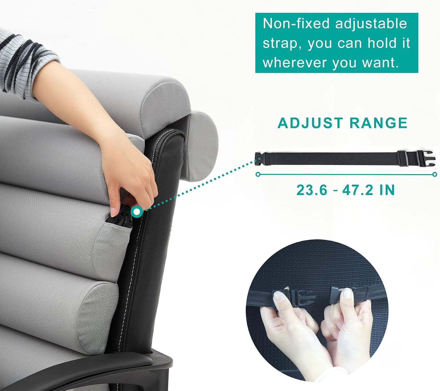 Lumbar Support Pillow for Office Chair,Multiple Adjustable | Back Support for Office Chair High Back/Couch/Sitting on Bed,Patented 6 Semi Cylindrical Back Cushion,Short Velvet Cover
