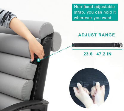 Lumbar Support Pillow for Office Chair,Multiple Adjustable | Back Support for Office Chair High Back/Couch/Sitting on Bed,Patented 6 Semi Cylindrical Back Cushion,Short Velvet Cover