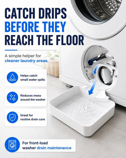 Universal Washing Machine Drip Tray Front Load Washer Drain Funnel Pan | Water Catch Tray for Basements, Apartments, Mobile Homes, Garages, Rentals and Laundry Room(Black)