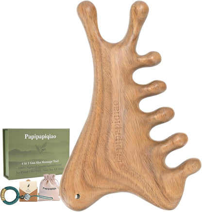 Wood Therapy Massage Tools – Wooden Manual Guasha Tool, Handheld Body & Scalp Massager, Trigger Point Scraper, Reflexology & Lymphatic Drainage Inspired Wooden Massage Tool for Face, Neck, Back & Legs
