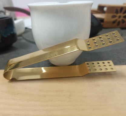 Generic Tea Bag Squeezer (8 Pack), Tea Bag Squeezer Tongs, Golden Stainless Steel Tea Bag Squeezer, 13.5 x 4 cm