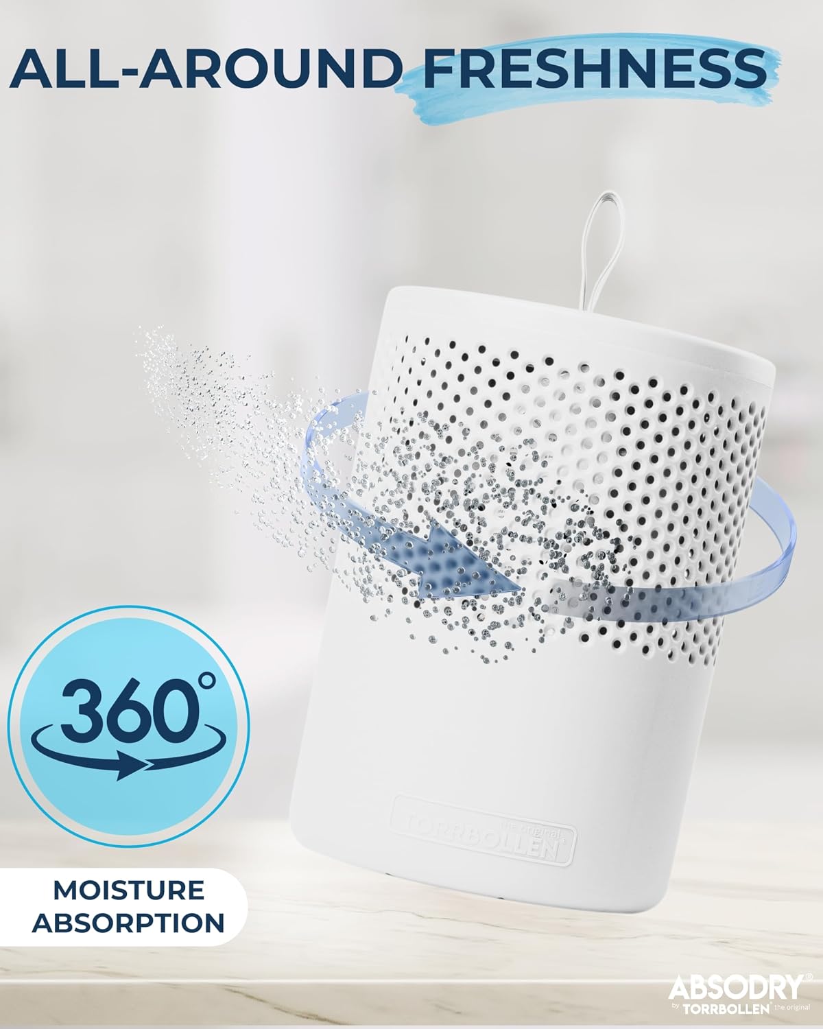 Closet dehumidifier - Absodry by Torrbollen Moisture Absorber 1.3lb Bag — Dehumidifier for Bedroom, humidity absorber, Air Freshener and Purifier for Home Up to 90 Days, 269 ft² (White)