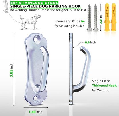 Heavy Duty Stainless Steel Dog Leash Wall Hook,Ultra-Secure Tie Out Anchor for Yard&Home,Anti-Escape Dog Chain Parking Hook,Rust-Proof&Easy to Install