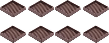 3X3 Square Rubber Caster Cups, Non Slip Furniture Pads - 4 Pack | Anti-Slip Furniture Gripper, Anti Skid Furnitures Feet, Anti Slide Floor Protector for Bed Couch Stoppers, Brown