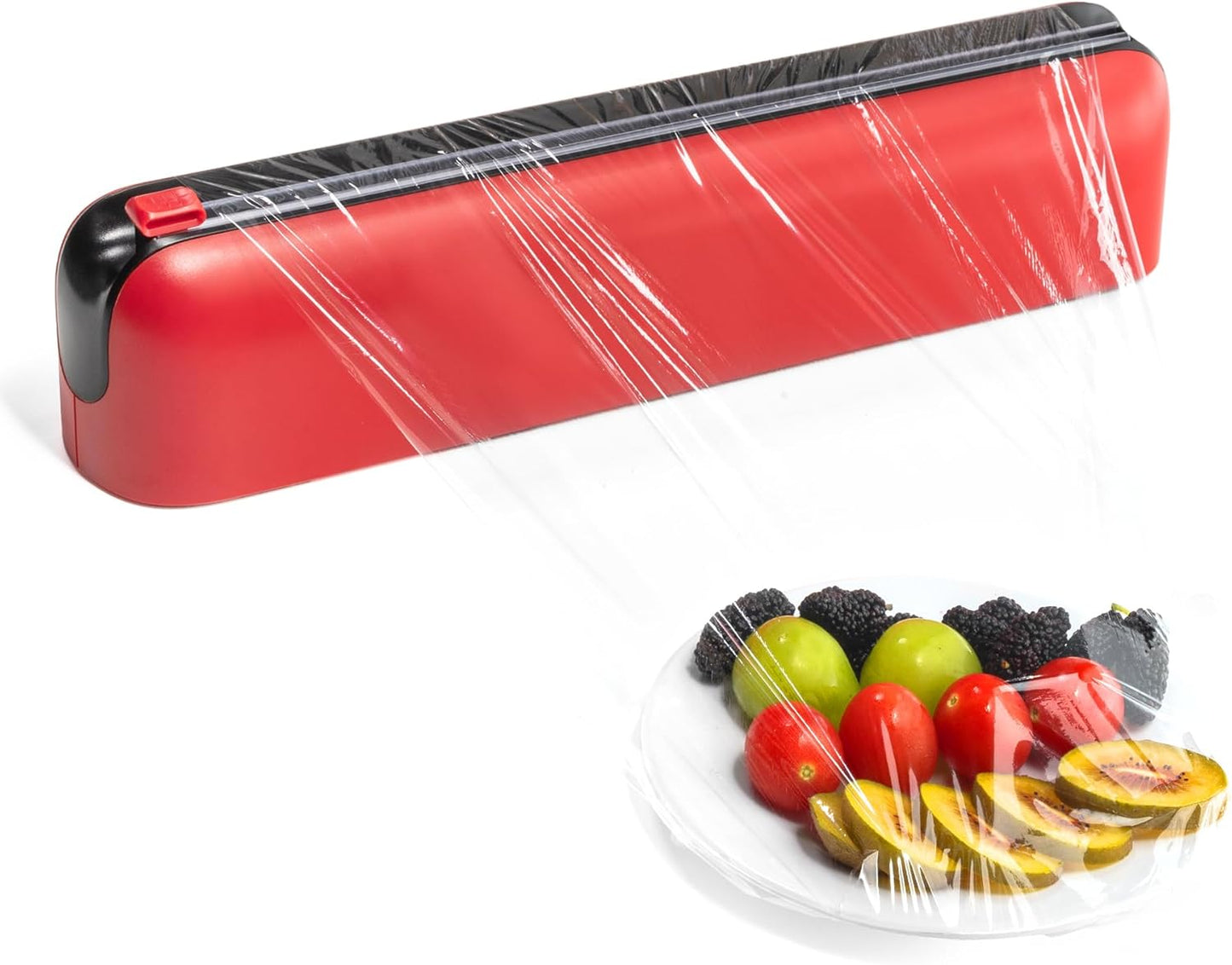 Aluminum Foil & Plastic Wrap Dispenser with Cutter - Easy One-Hand Operation, Space-Saving Kitchen Organizer for Worktops & Cabinets, Magnetic Cling Film Dispenser - Fits 12" Rolls, Gray