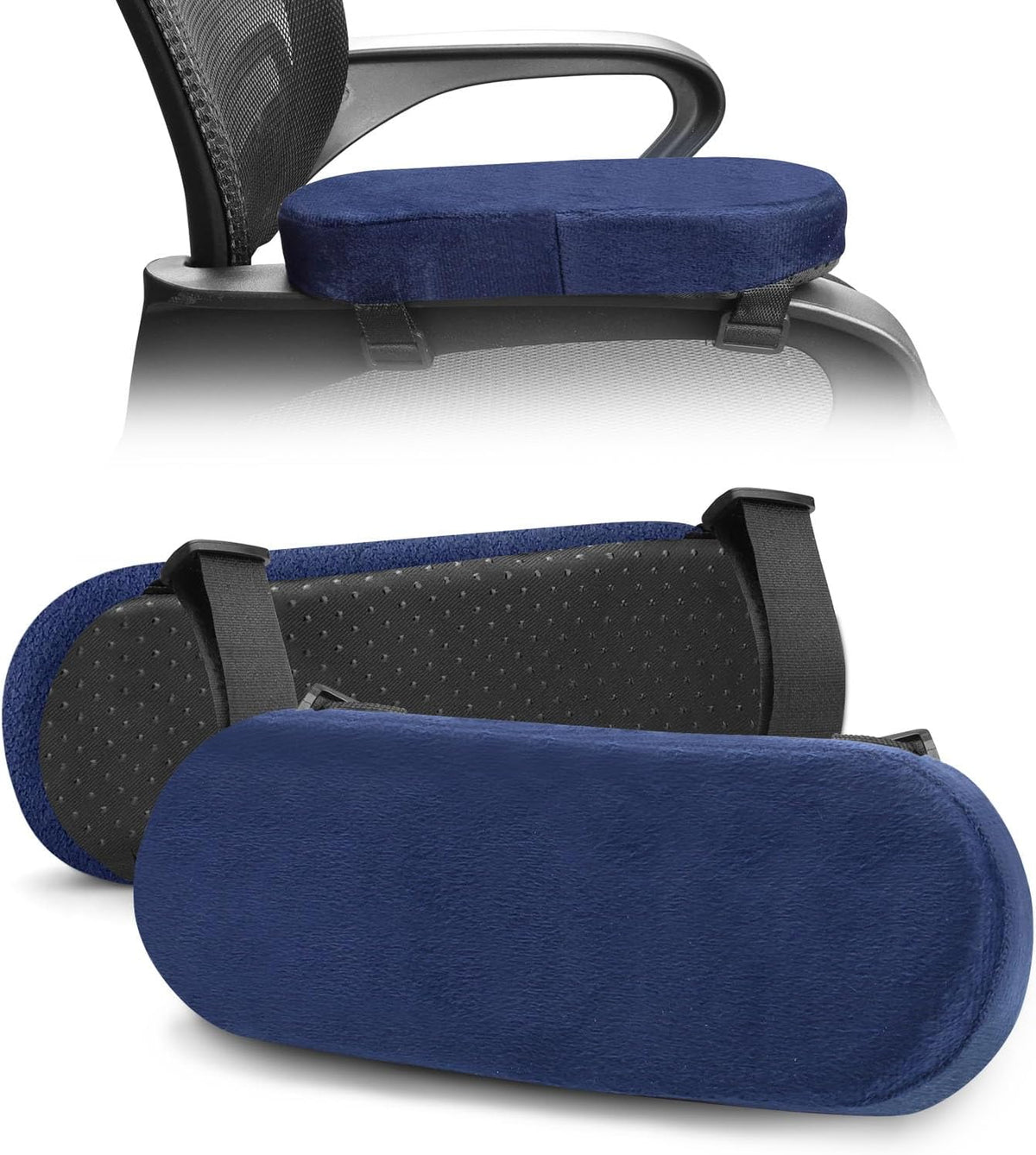 2 Packs Soft Office Chair Arm Pads Cushion, Memory Foam Office Chair Armrest Covers, Comfortable Elbow Rest Pillow Adjustable for Desk Gaming Wheelchair Pressure Relief