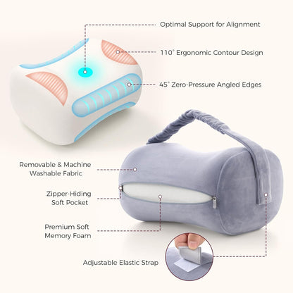 Momcozy Knee Pillow for Side Sleepers, Soft Memory Foam & Pinch-Free Design