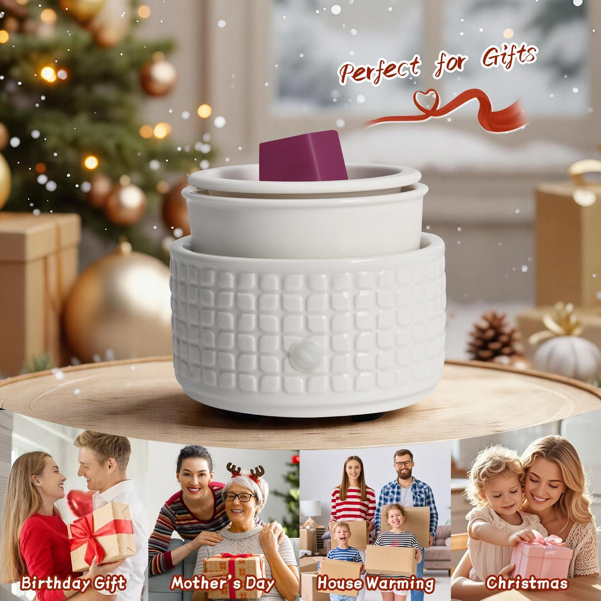 ASAWASA 2PCS Smart Candle Warmer for Large Jar, Coffee Mug Warmers, with Gravity Switch Auto Shut-On/Off, Safely and evenly Release The Aroma, Keep The Drink Warmth, Best Ideals Valentines Day Gifts