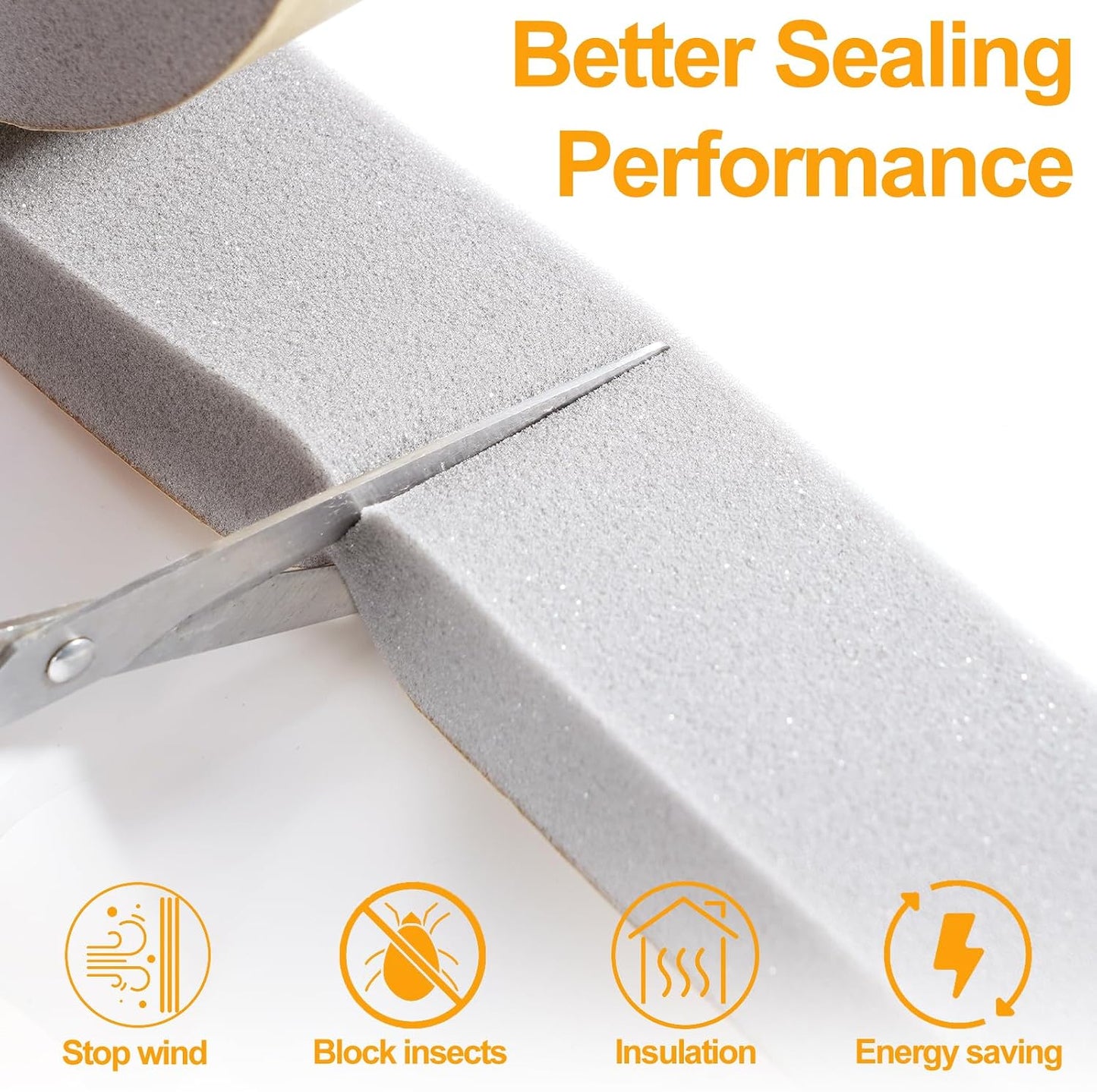 High Density Foam Tape Air Conditioner Window Seal, 1x1 Inch Thick Foam Stripe with Adhesive for Window AC Insulation, Weather Stripping for Doors and Windows Insulation, AC Foam Tape, White