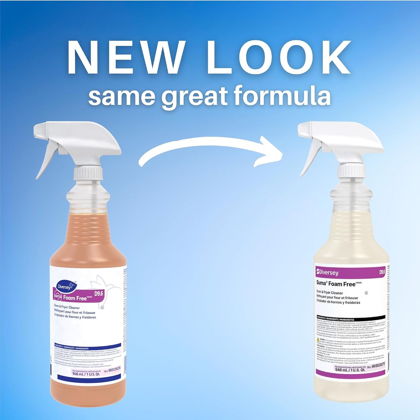 Diversey SUMA Foam Free Oven & Fryer Cleaner Refill, Degreaser, 32 oz