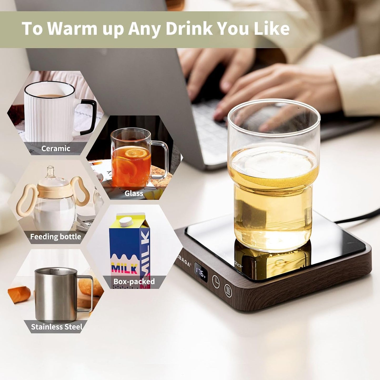 VOBAGA Mug Warmer, Coffee Cup Warmer for Desk with 5 Temp Settings & 2-12H Timer, Smart Candle Warmer & Coffee Warmer with Display for Fastest Heating Coffee, Cocoa, Ideal Coffee Gifts(No Cup)