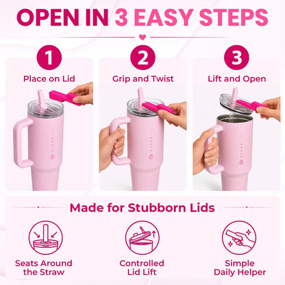 Easy Grip Bottle Cap Opener – Ergonomic Lid Turner for Stanley, Hydrojug, & Owala Tumblers – Easy Grip Assisted Bottle Opener for Weak Hands – 20oz, 32oz, 40oz - Grey